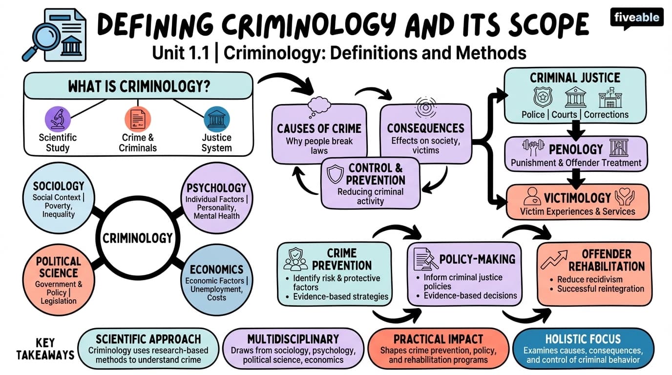 1.1 Defining Criminology and Its Scope - Criminology - Unit 1 visual cheatsheet
