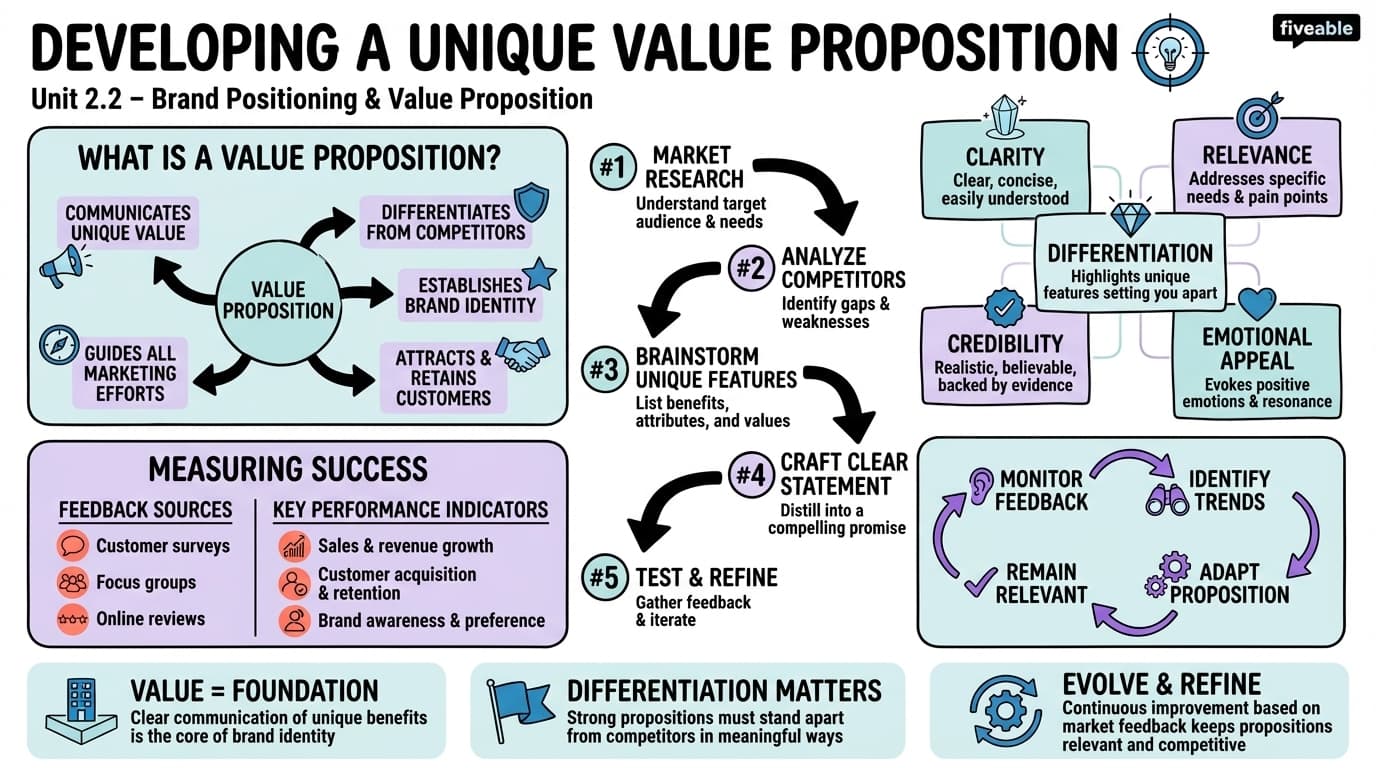 2.2 Developing a unique value proposition - Brand Management and Strategy - Unit 2 visual cheatsheet