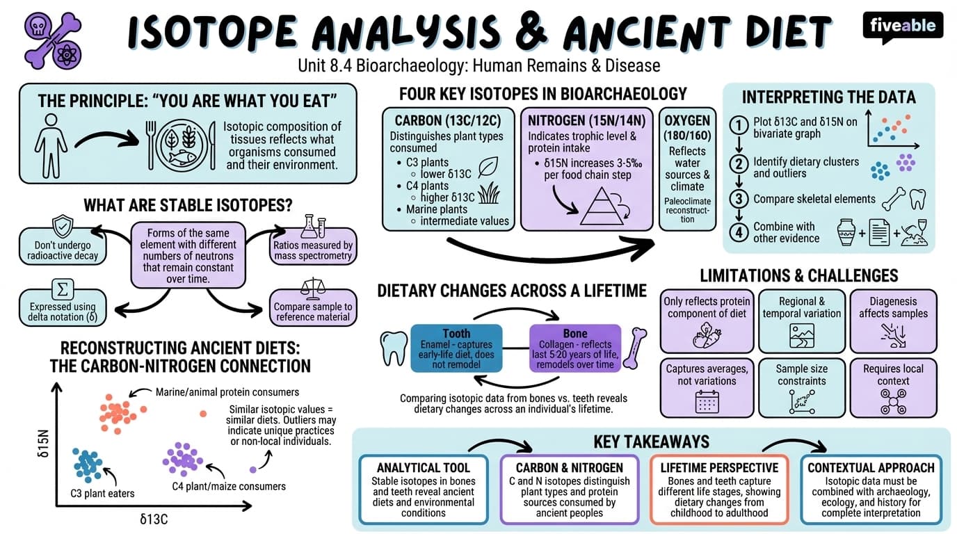 8.4 Isotope Analysis and Ancient Diet - Intro to Archaeology - Unit 8 visual cheatsheet