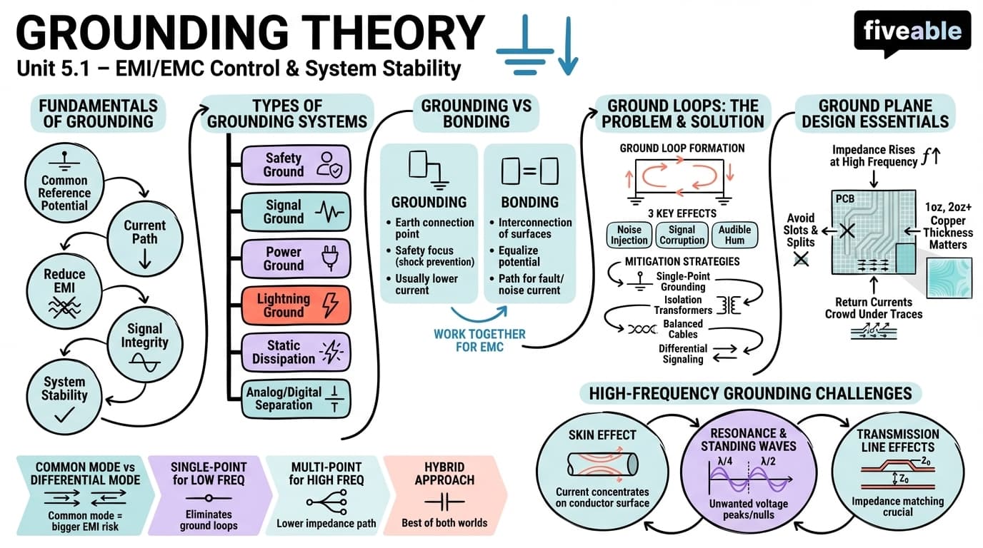 5.1 Grounding theory - Electromagnetic Interference - Unit 5 visual cheatsheet