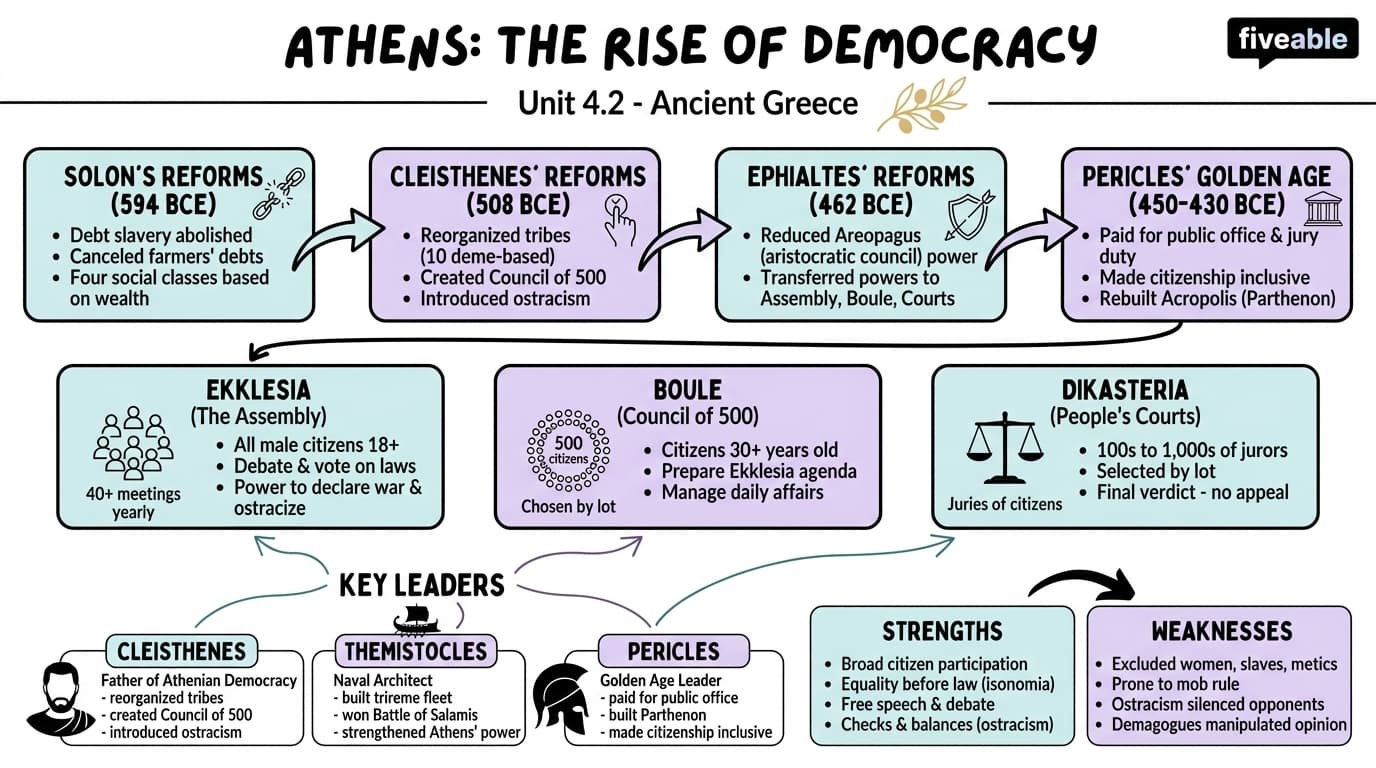 4.2 Athens: The Rise of Democracy - Ancient Greece - Unit 4 visual cheatsheet