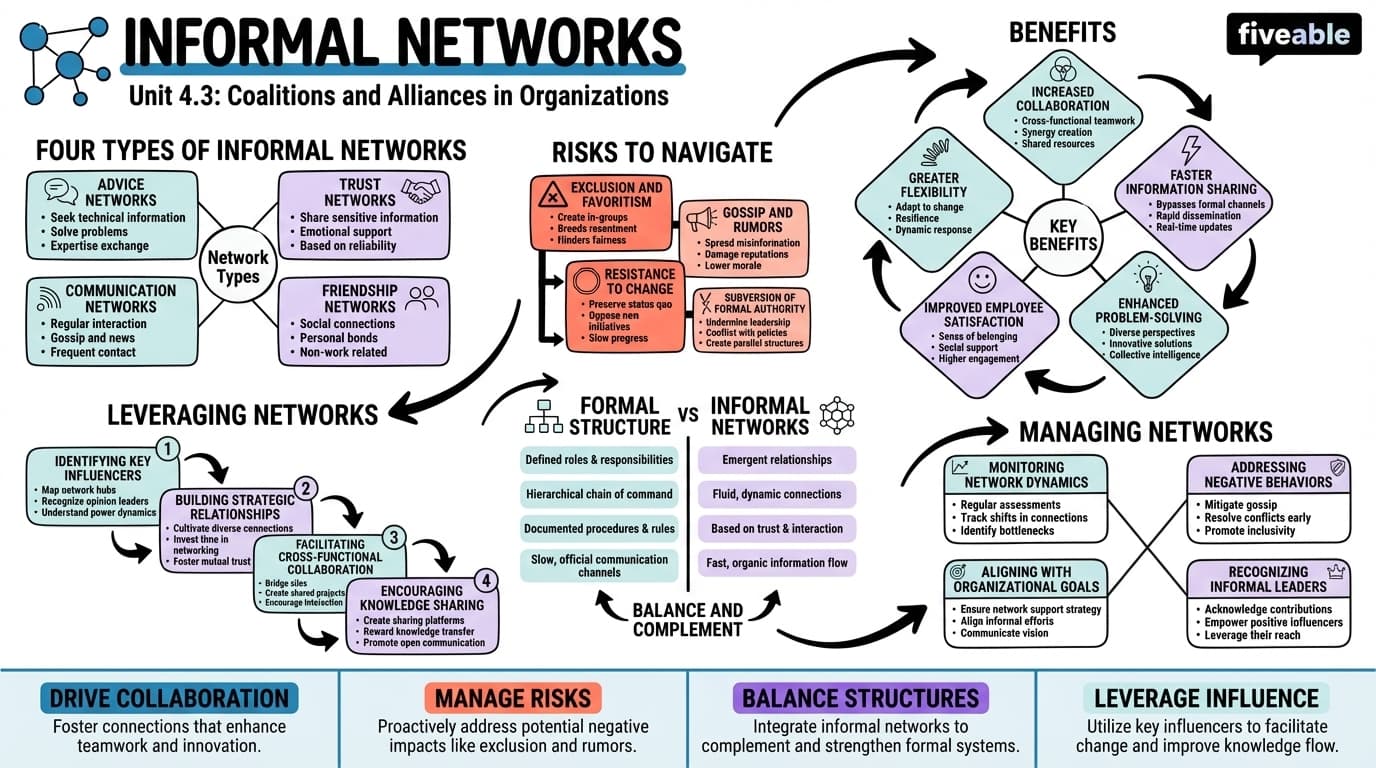 4.3 Informal networks - Power and Politics in Organizations - Unit 4 visual cheatsheet