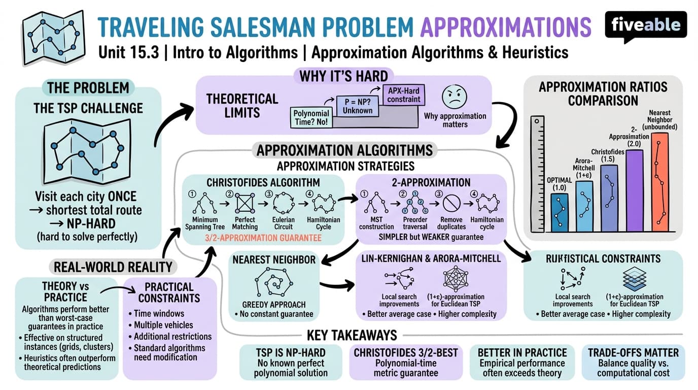 15.3 Traveling salesman problem approximations - Intro to Algorithms - Unit 15 visual cheatsheet