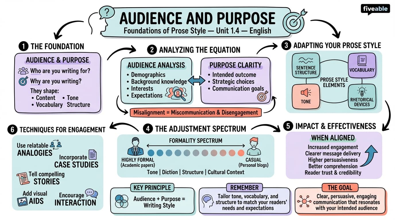 1.4 Audience and Purpose - English Prose Style - Unit 1 visual cheatsheet