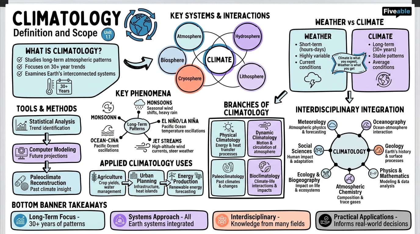 1.1 Definition and scope of climatology - Climatology - Unit 1 visual cheatsheet
