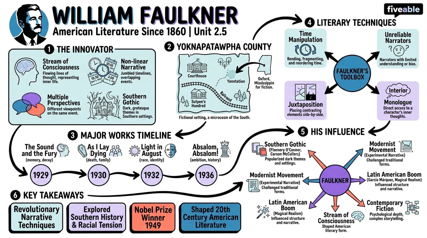 2.5 William Faulkner - American Literature – 1860 to Present - Unit 2 visual cheatsheet