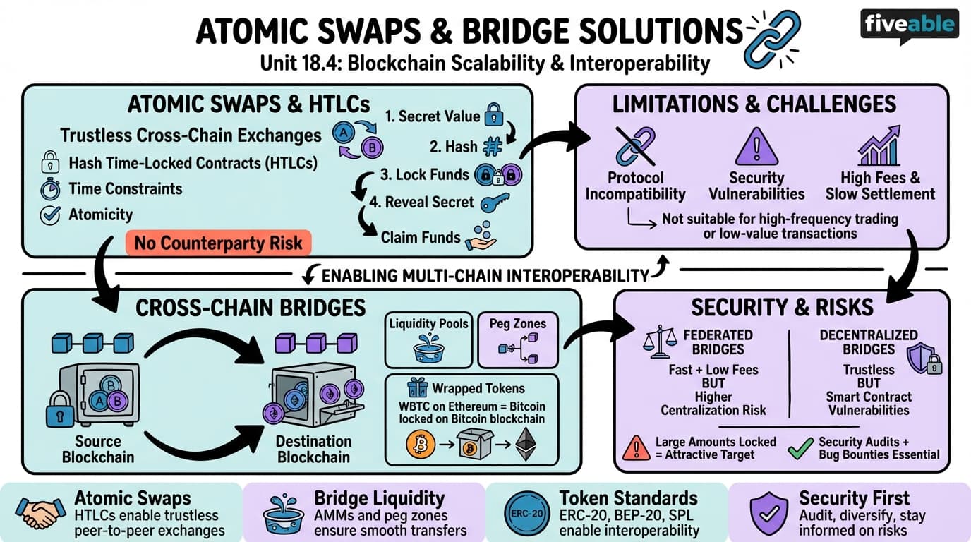 18.4 Atomic Swaps and Bridge Solutions - Blockchain and Cryptocurrency - Unit 18 visual cheatsheet