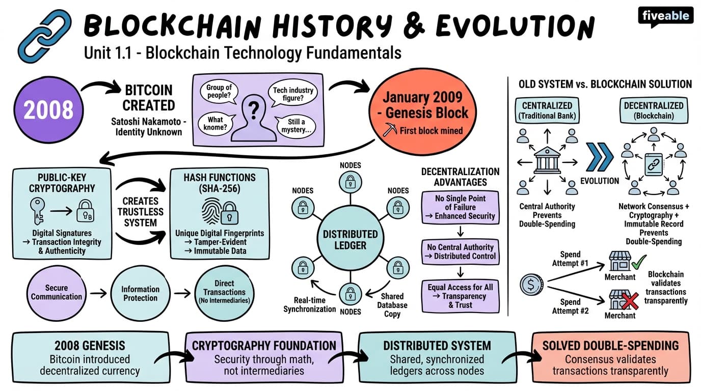 1.1 History and Evolution of Blockchain - Blockchain and Cryptocurrency - Unit 1 visual cheatsheet