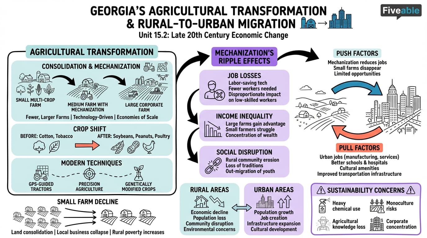 15.2 Agricultural changes and rural-to-urban migration - Georgia History - Unit 15 visual cheatsheet