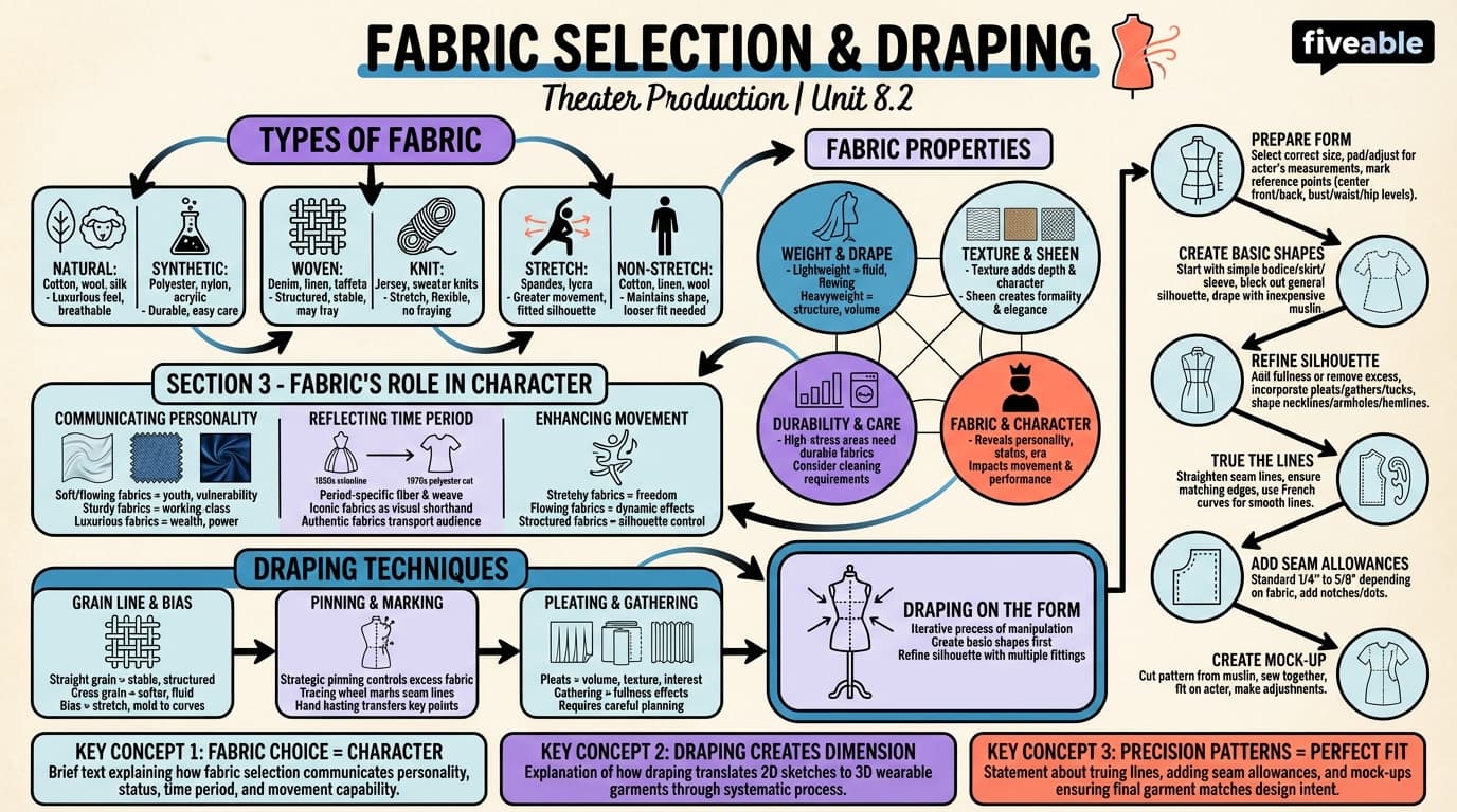 8.2 Fabric selection and draping - Theater Production - Unit 8 visual cheatsheet