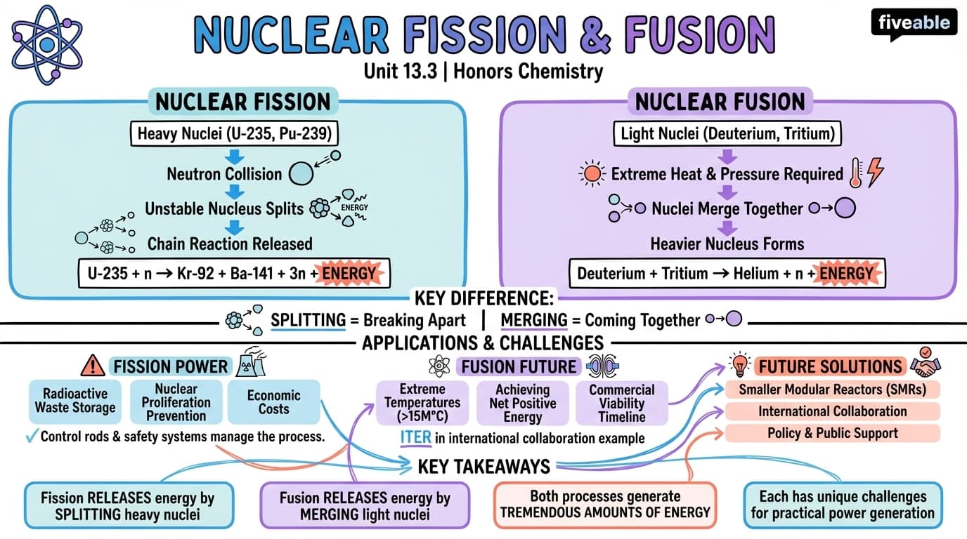 13.3 Nuclear Fission and Fusion Processes - Honors Chemistry - Unit 13 visual cheatsheet