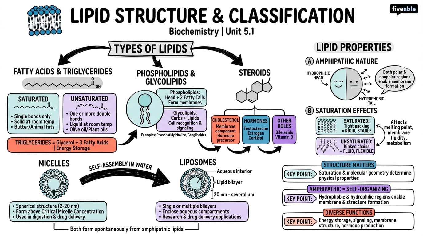 5.1 Lipid Structure and Classification - Biochemistry - Unit 5 visual cheatsheet