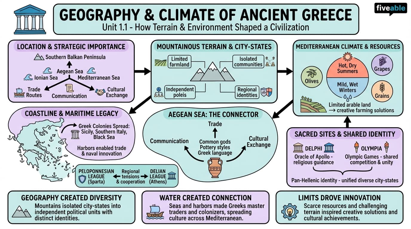 1.1 Geography and Climate of Ancient Greece - Ancient Greece - Unit 1 visual cheatsheet