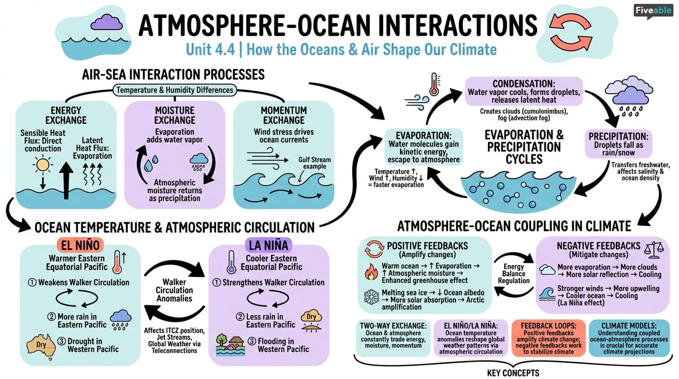 4.4 Atmosphere-ocean interactions and their influence on climate - Intro to Climate Science - Unit 4 visual cheatsheet