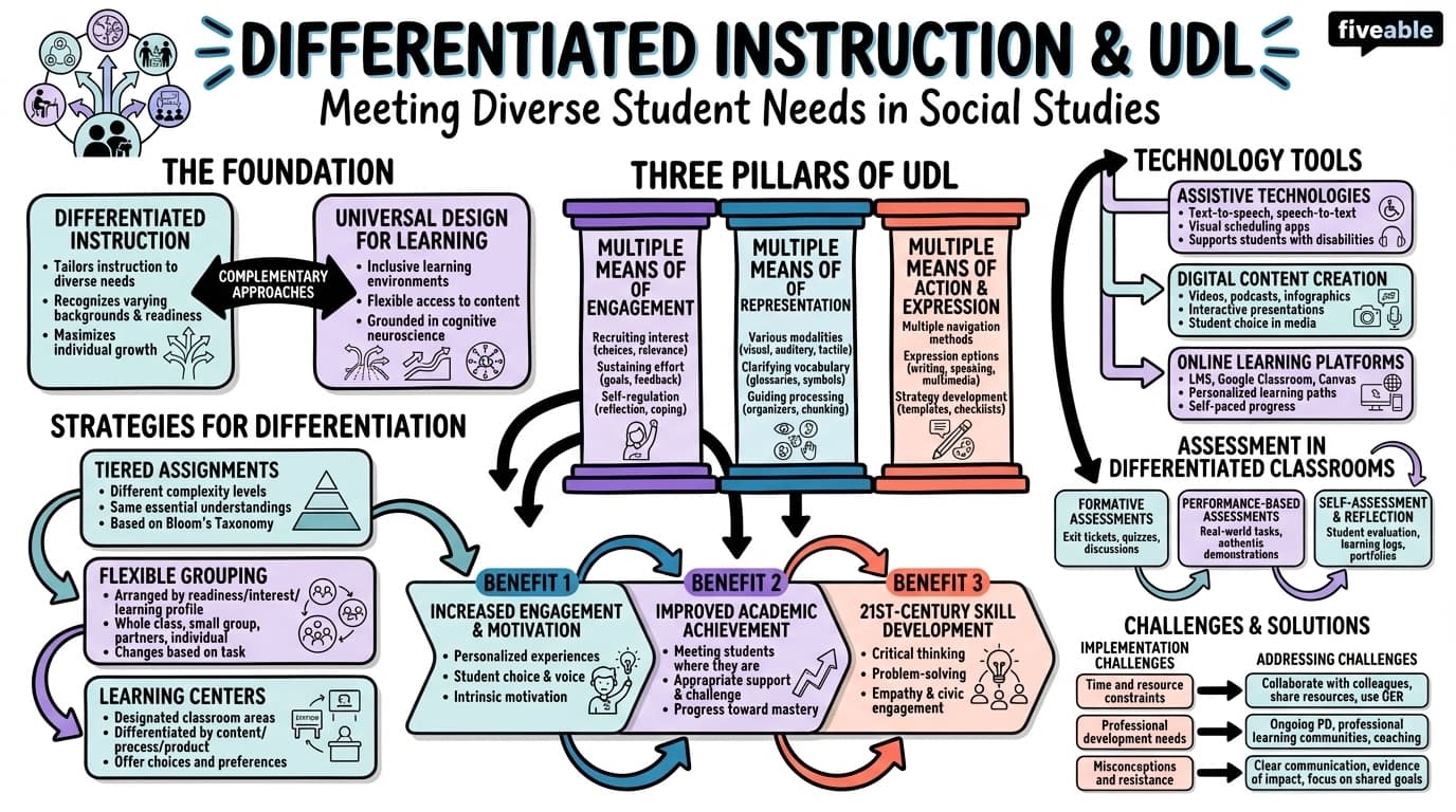 2.5 Differentiated instruction and Universal Design for Learning (UDL) - Social Studies Education - Unit 2 visual cheatsheet