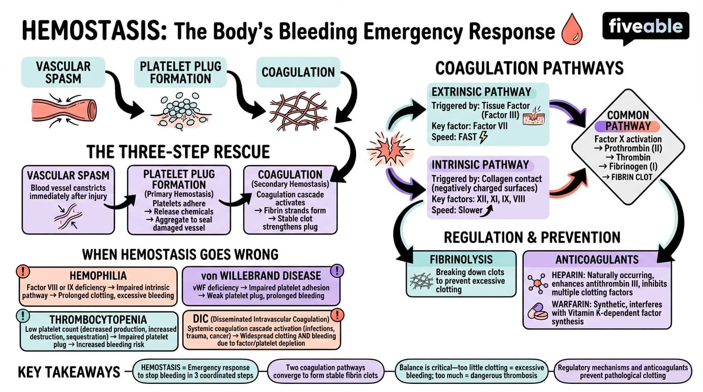 18.5 Hemostasis - Anatomy and Physiology I - Unit 18 visual cheatsheet