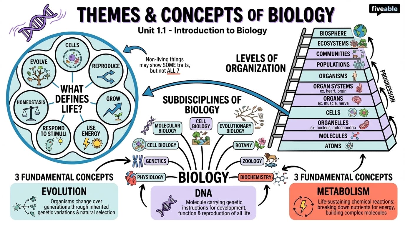1.1 Themes and Concepts of Biology - Biology for Non-STEM Majors - Unit 1 visual cheatsheet