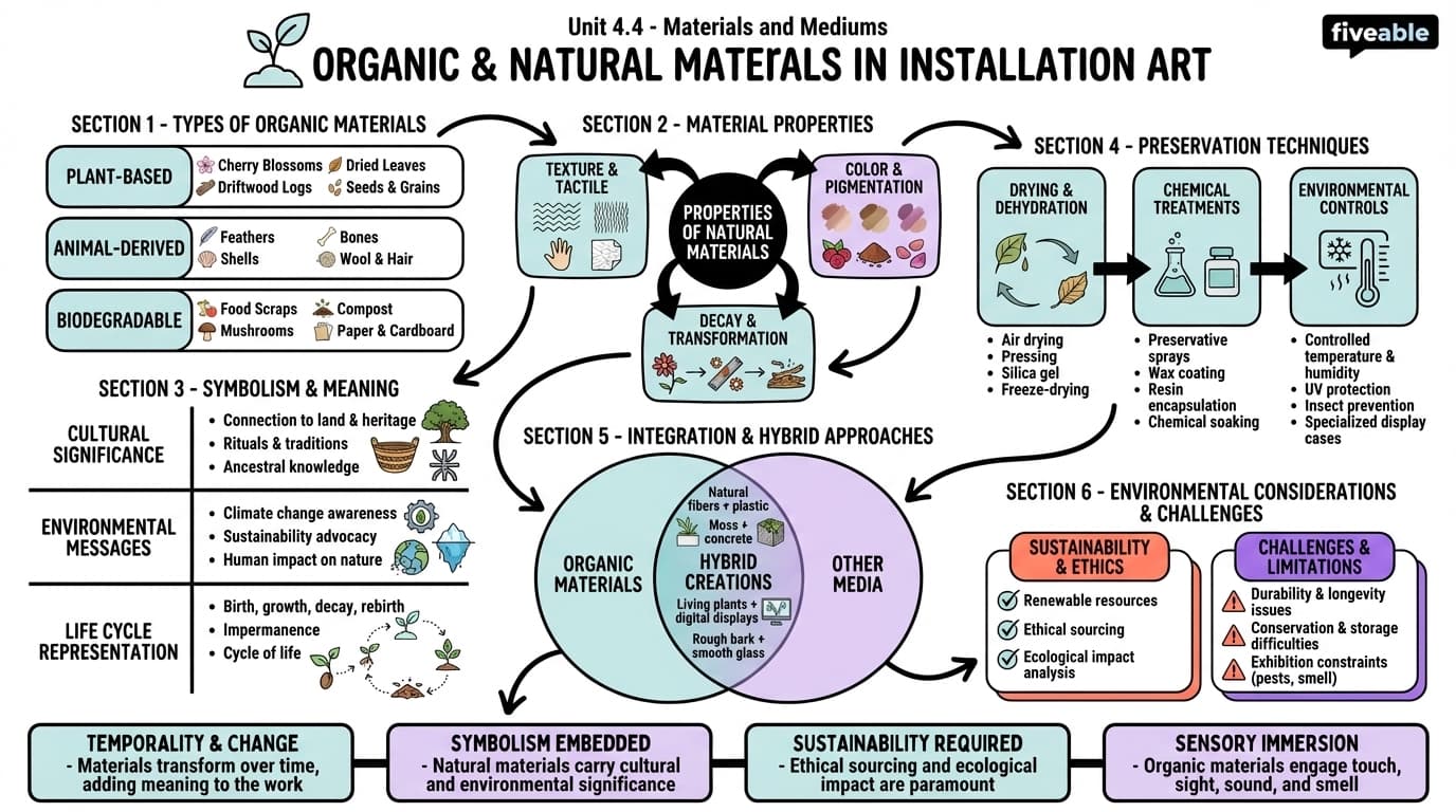 4.4 Organic and natural materials - Installation Art - Unit 4 visual cheatsheet