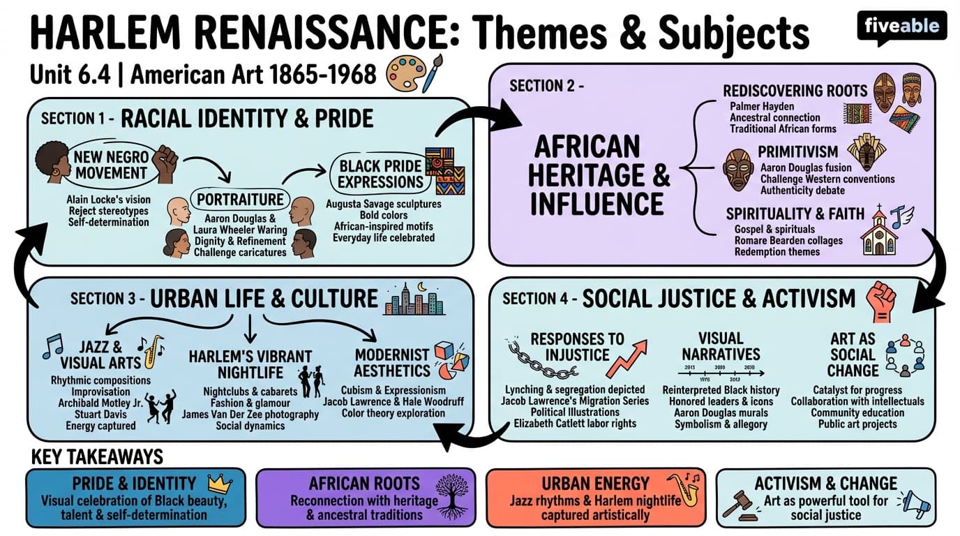 6.4 Themes and Subjects in Harlem Renaissance Art - American Art – 1865 to 1968 - Unit 6 visual cheatsheet