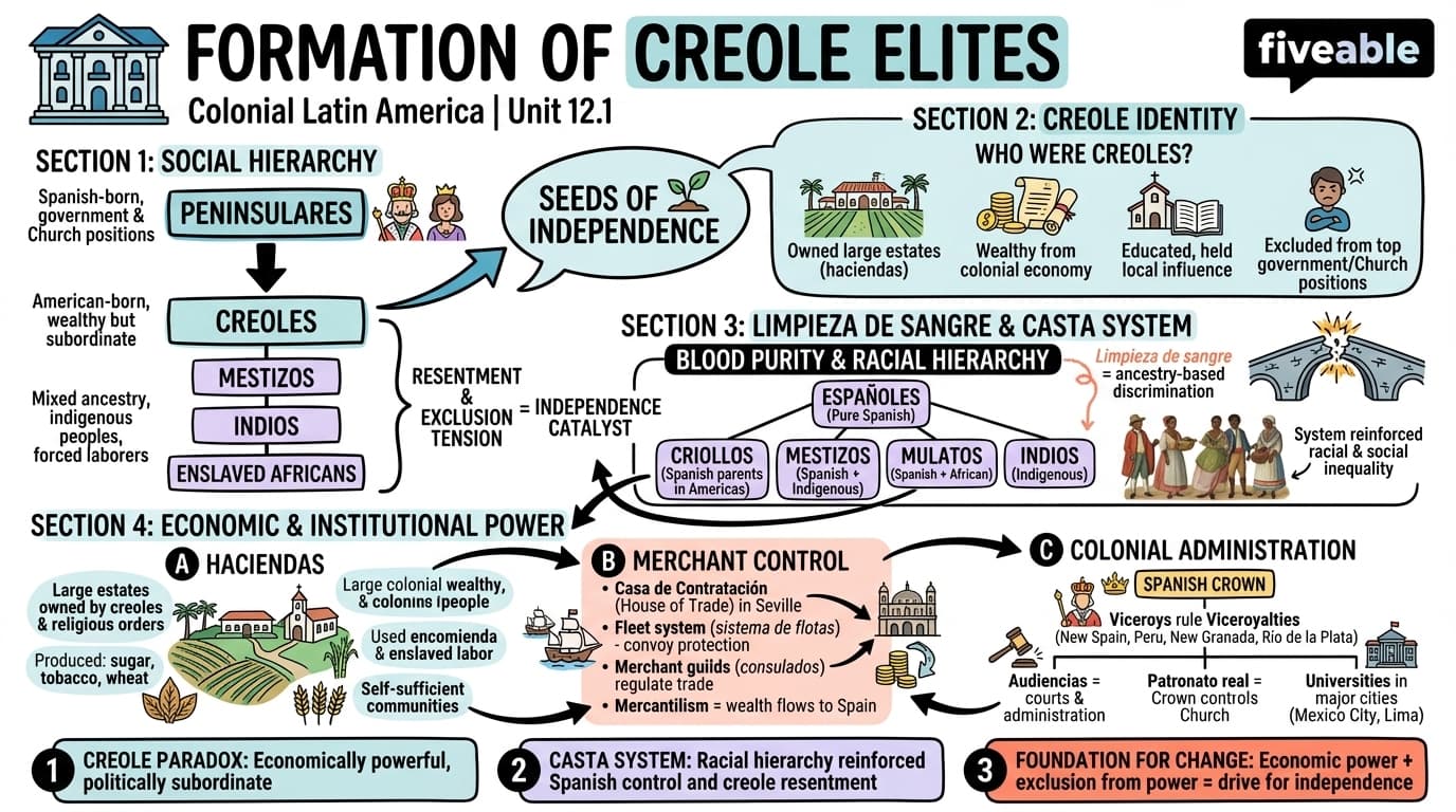 12.1 Formation of Creole elites - Colonial Latin America - Unit 12 visual cheatsheet