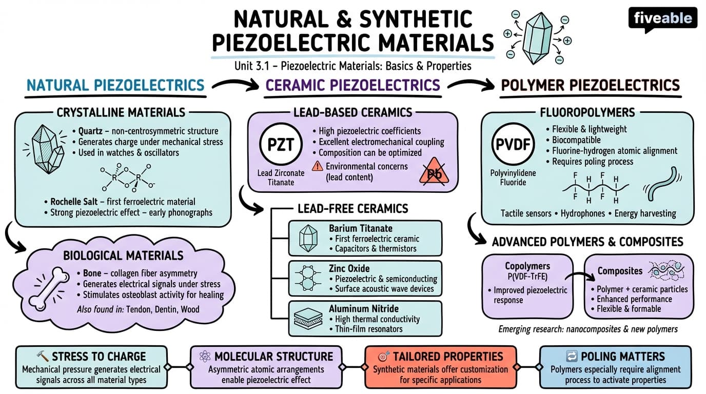 3.1 Natural and synthetic piezoelectric materials - Piezoelectric Energy Harvesting - Unit 3 visual cheatsheet