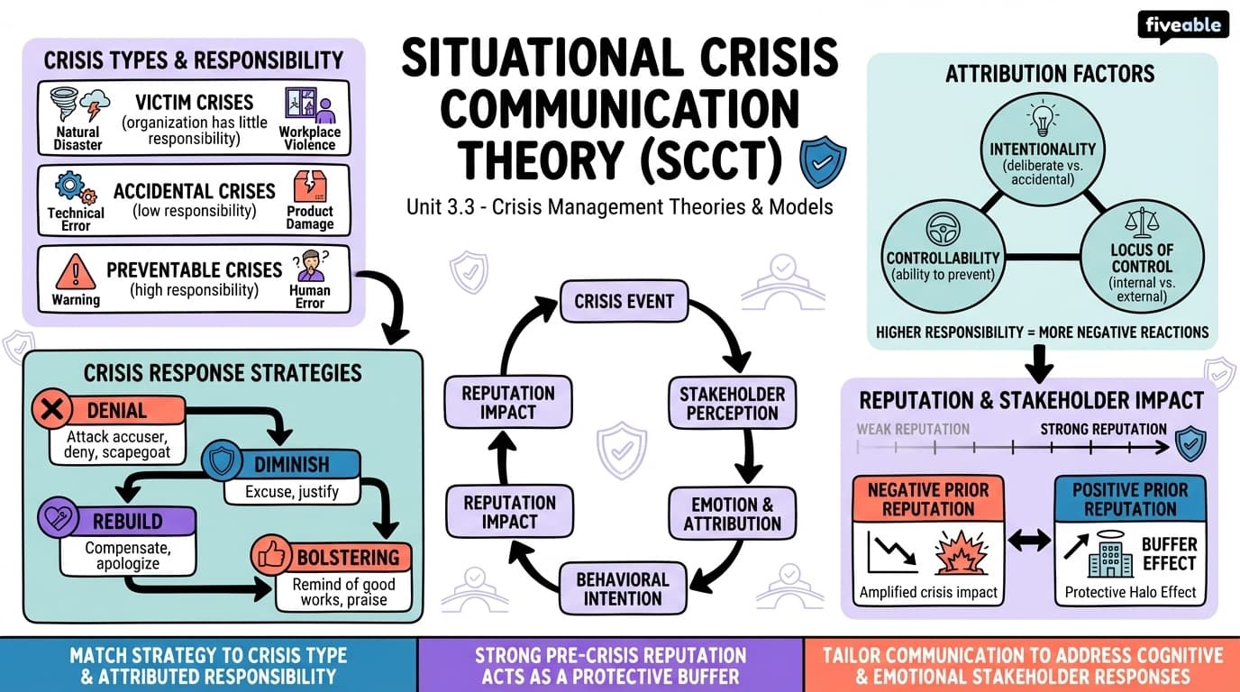 3.3 Situational Crisis Communication Theory (SCCT) - Crisis Management - Unit 3 visual cheatsheet