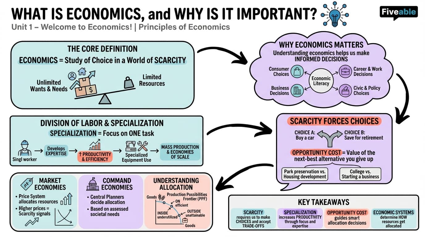 1.1 What Is Economics, and Why Is It Important? - Principles of Economics - Unit 1 visual cheatsheet