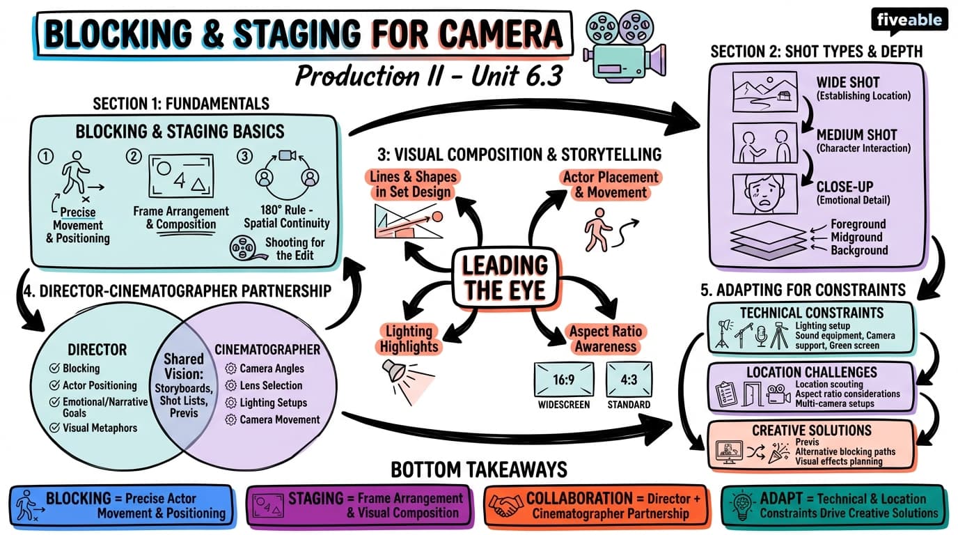 6.3 Blocking and Staging for Camera - Production II - Unit 6 visual cheatsheet