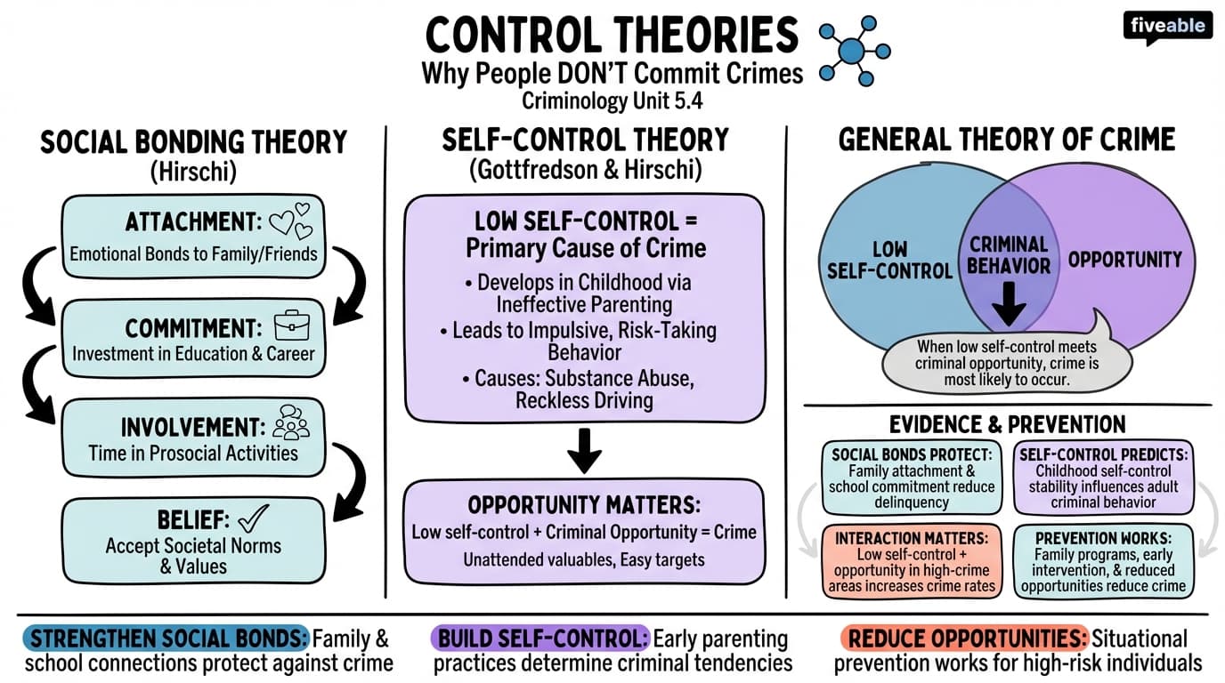 5.4 Control Theories - Criminology - Unit 5 visual cheatsheet