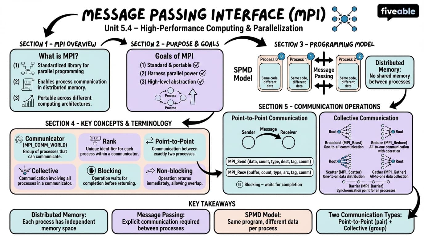 5.4 Message passing interface (MPI) - Applications of Scientific Computing - Unit 5 visual cheatsheet