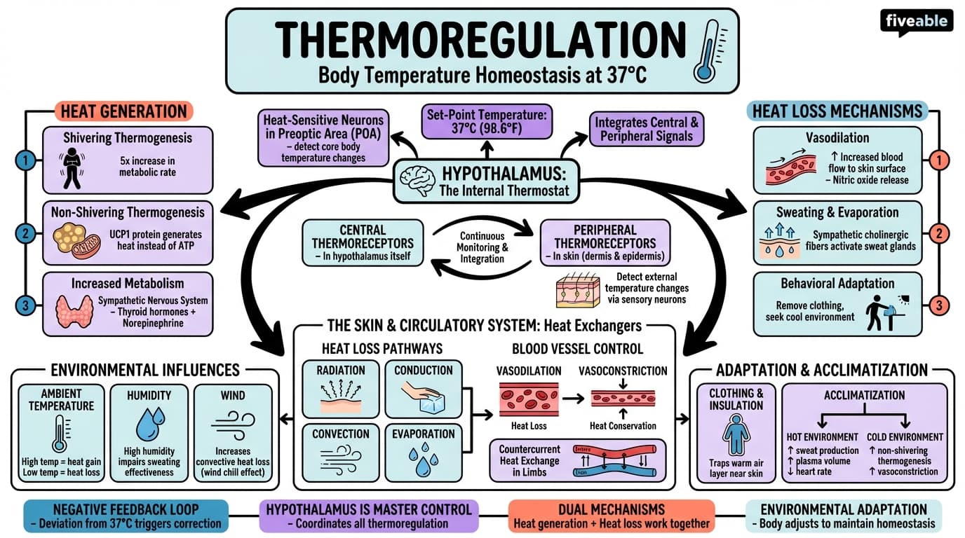 17.1 Thermoregulation - Honors Anatomy and Physiology - Unit 17 visual cheatsheet