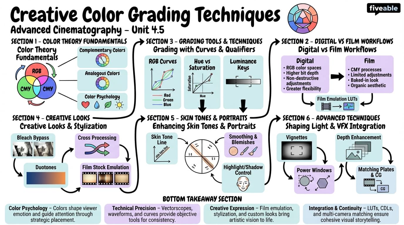 4.5 Creative color grading techniques - Advanced Cinematography - Unit 4 visual cheatsheet