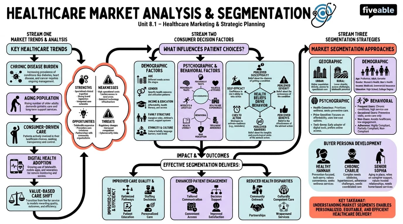 8.1 Healthcare Market Analysis and Segmentation - Healthcare Management Issues - Unit 8 visual cheatsheet