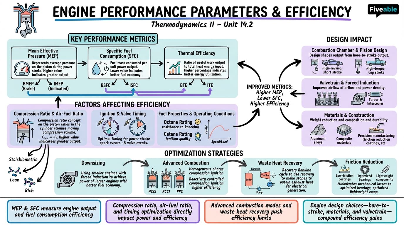 14.2 Engine Performance Parameters and Efficiency - Thermodynamics II - Unit 14 visual cheatsheet