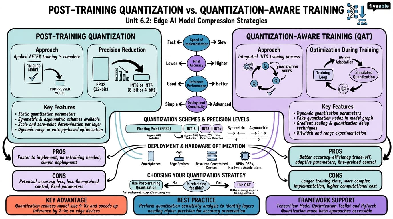 6.2 Post-training Quantization vs. Quantization-Aware Training - Edge AI and Computing - Unit 6 visual cheatsheet