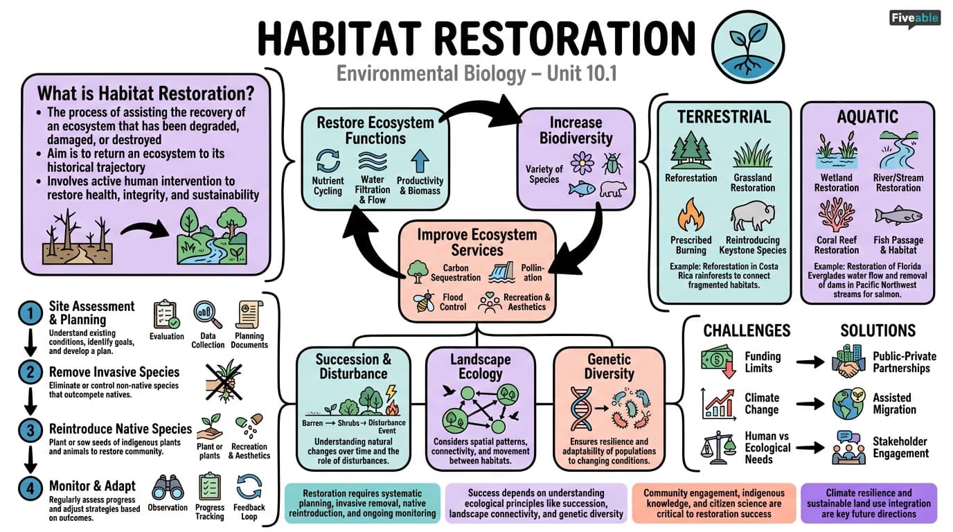 10.1 Habitat restoration - Environmental Biology - Unit 10 visual cheatsheet