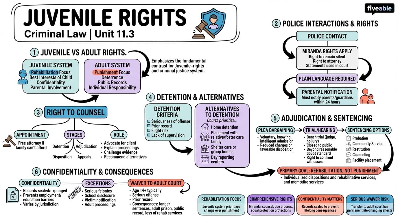 11.3 Juvenile rights - Criminal Law - Unit 11 visual cheatsheet
