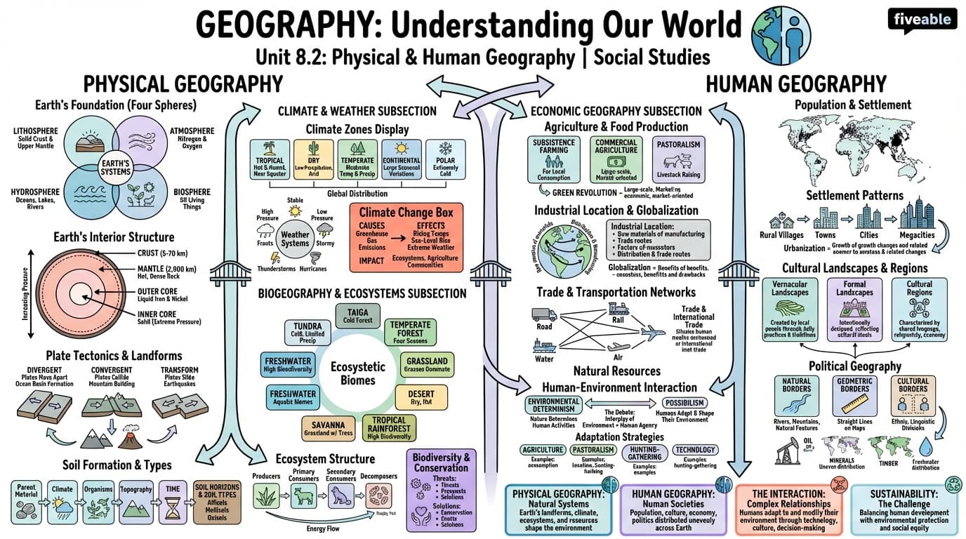 8.2 Physical and human geography - Social Studies Education - Unit 8 visual cheatsheet