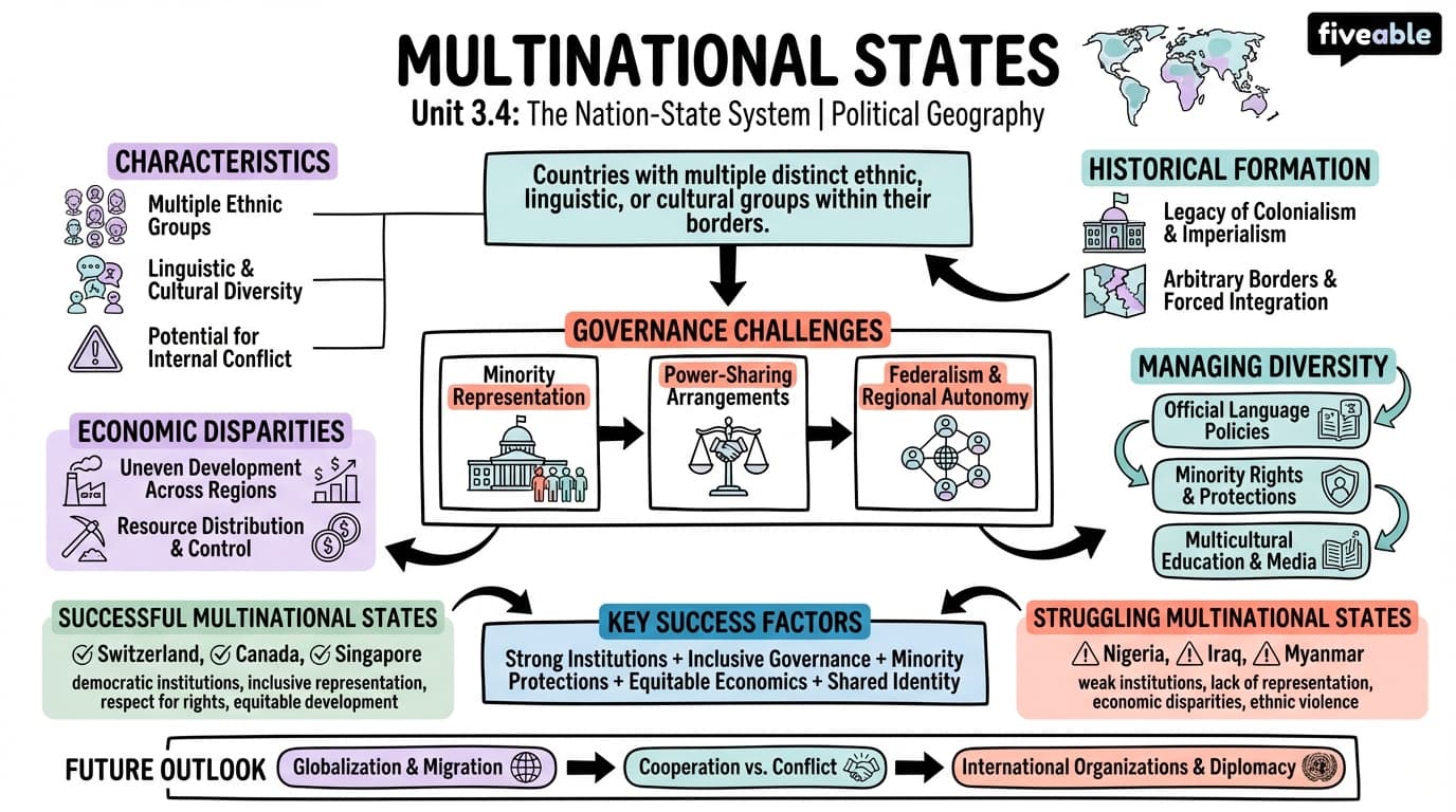 3.4 Multinational states - Political Geography - Unit 3 visual cheatsheet
