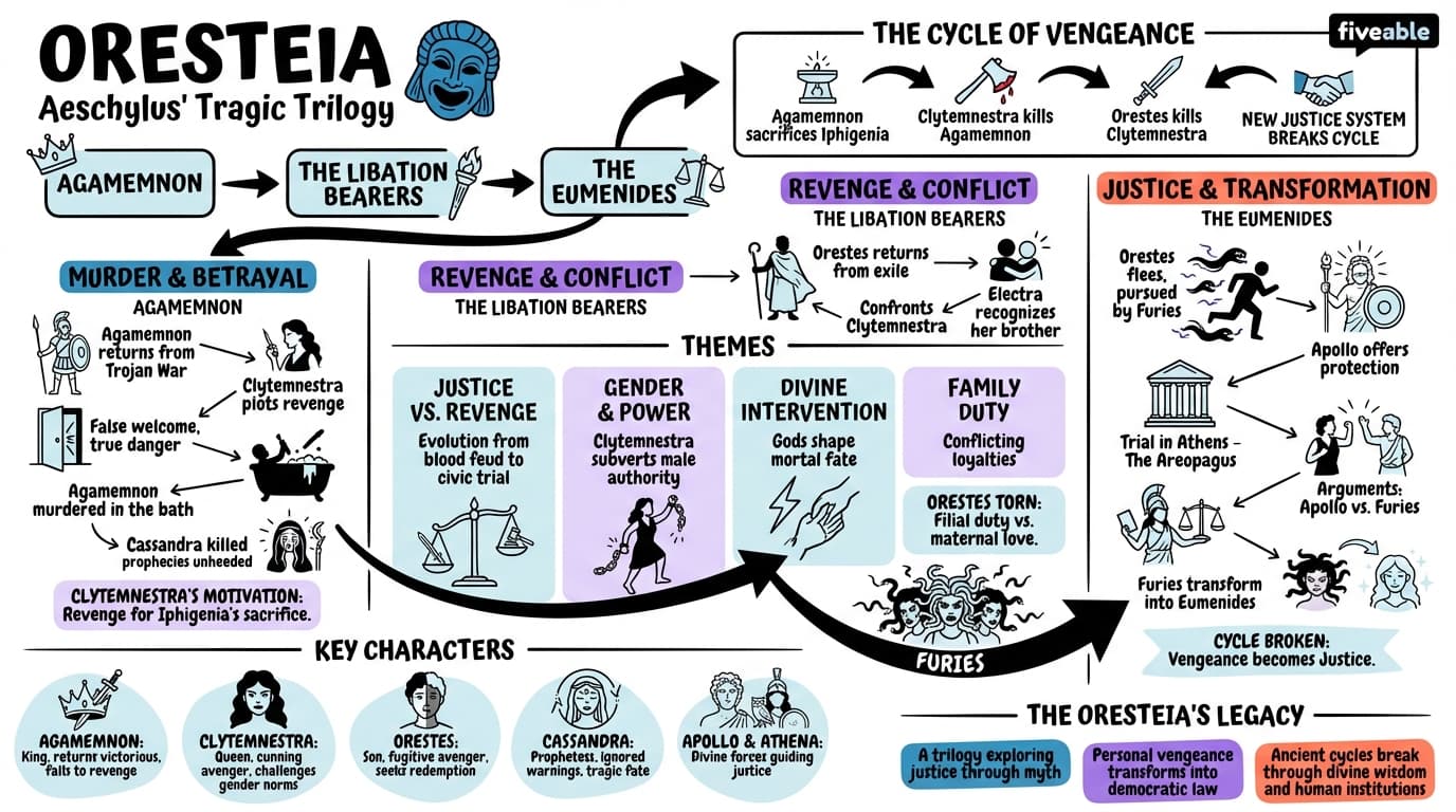 11.1 Oresteia - Greek Tragedy - Unit 11 visual cheatsheet