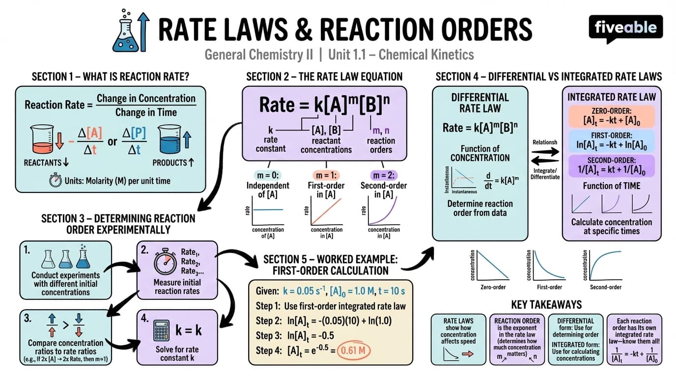 1.1 Rate laws and reaction orders - General Chemistry II - Unit 1 visual cheatsheet
