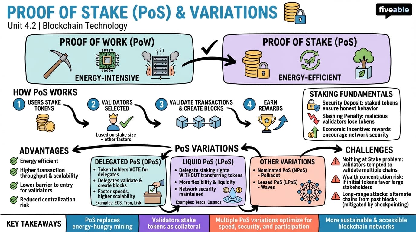 4.2 Proof of Stake (PoS) and variations - Blockchain Technology and Applications - Unit 4 visual cheatsheet