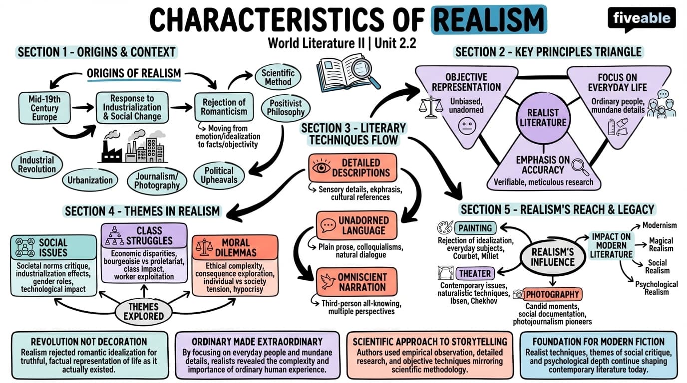 2.2 Characteristics of Realism - World Literature II - Unit 2 visual cheatsheet