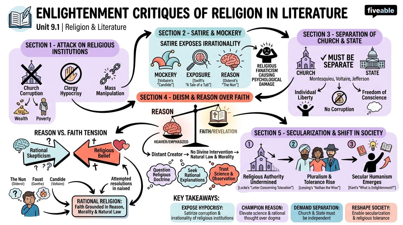 9.1 Enlightenment Critiques of Religion in Literature - Religion and Literature - Unit 9 visual cheatsheet