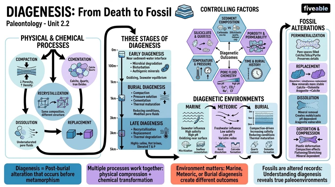 2.2 Diagenesis - Paleontology - Unit 2 visual cheatsheet