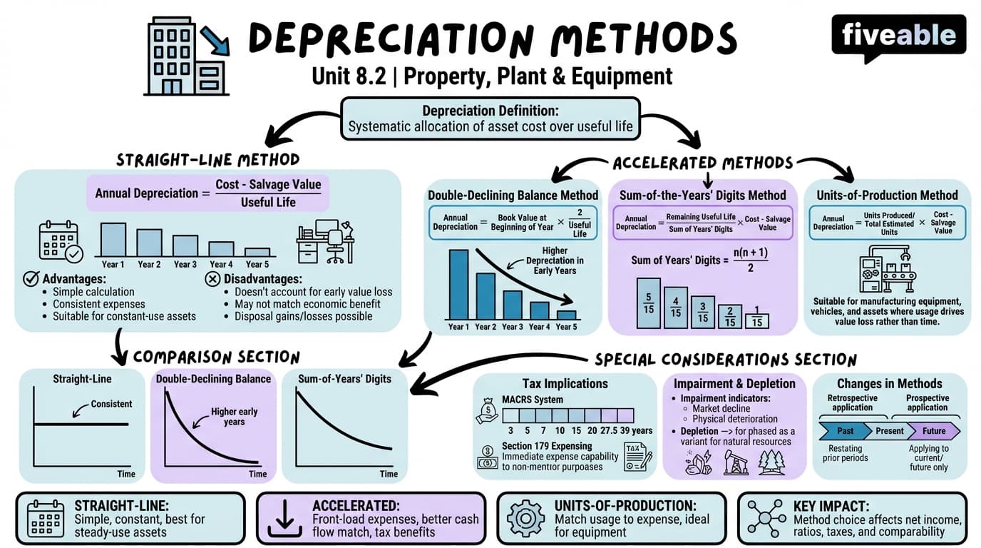 8.2 Depreciation methods - Intermediate Financial Accounting I - Unit 8 visual cheatsheet