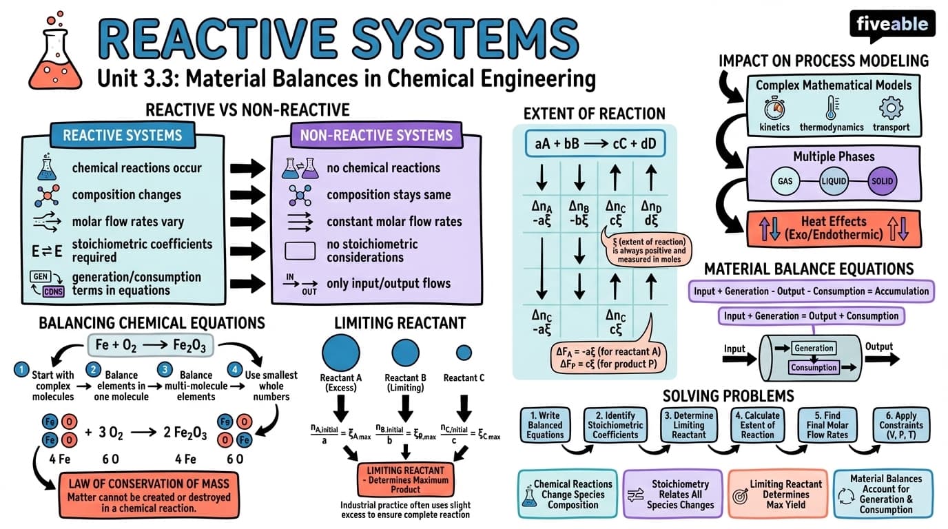 3.3 Reactive systems - Intro to Chemical Engineering - Unit 3 visual cheatsheet