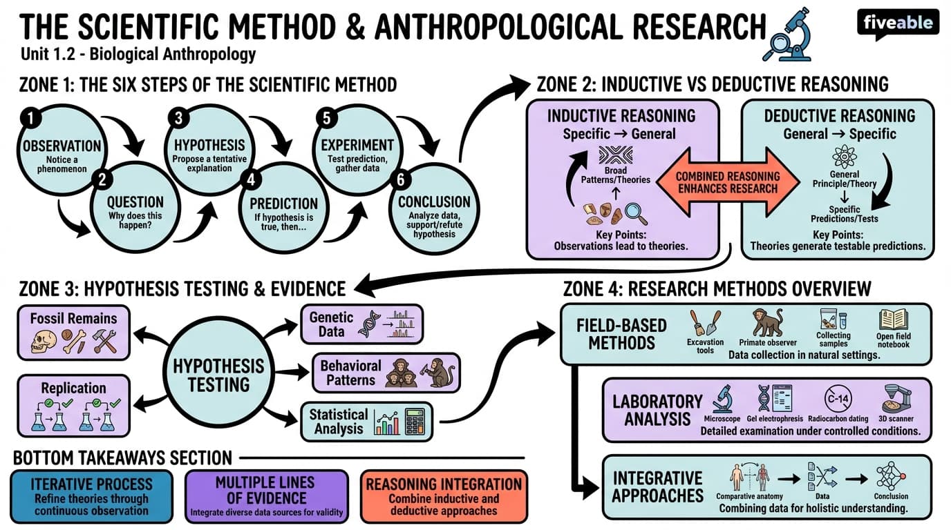 1.2 The scientific method and anthropological research - Biological Anthropology - Unit 1 visual cheatsheet