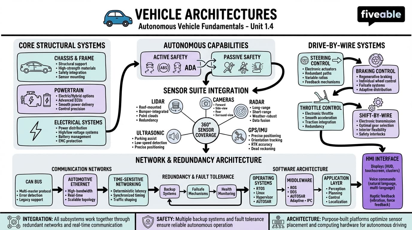 1.4 Vehicle architectures - Autonomous Vehicle Systems - Unit 1 visual cheatsheet