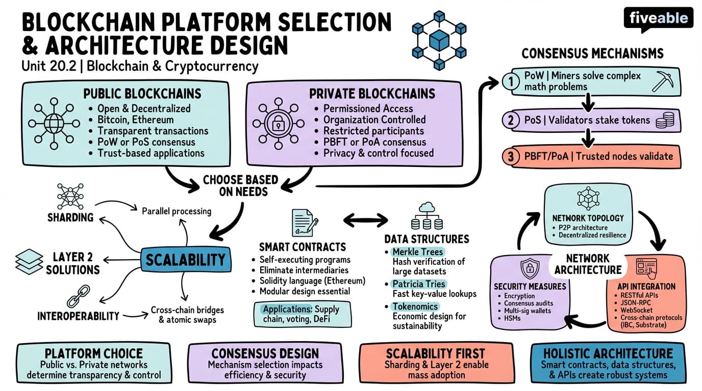 20.2 Blockchain Platform Selection and Architecture Design - Blockchain and Cryptocurrency - Unit 20 visual cheatsheet